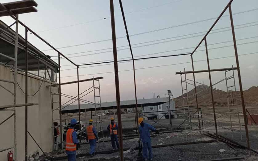 Emaar Liwa workers erecting a steel frame